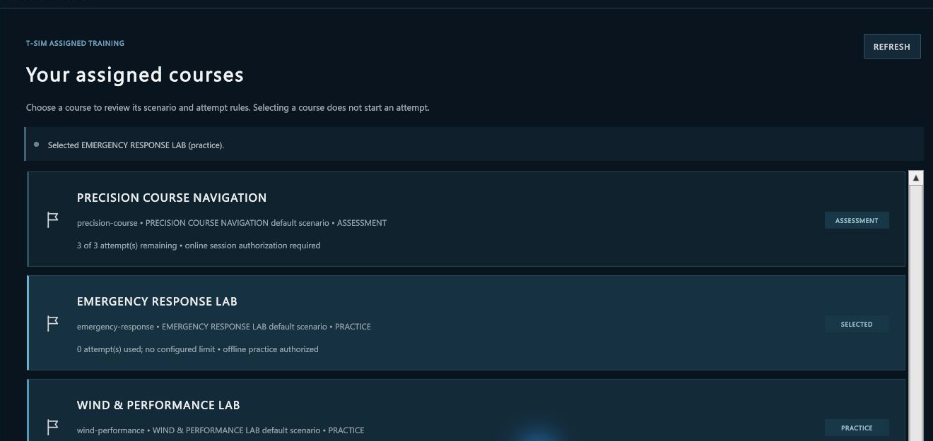 SkySim 課程選擇:實際系統畫面